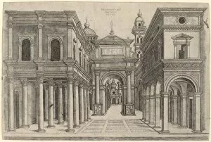 A Street with Various Buildings, Colonnades and an Arch, c. 1500 / 1510