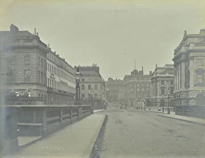 Greater London Council Gallery: Empty streets at Lancaster Place, seen from Waterloo Bridge, London, 1896