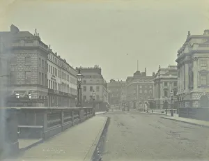 Greater London Council Gallery: Empty streets at Lancaster Place, seen from Waterloo Bridge, London, 1896