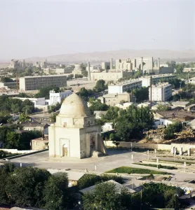 Samarkand Prints: Streets looking towards Registan in mid-distance