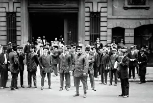 Waiter Prints: Strikers leave Sherry's, 1912. Creator: Bain News Service