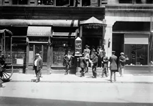 Waiter Prints: Striking waiters at headquarters, 1912. Creator: Bain News Service