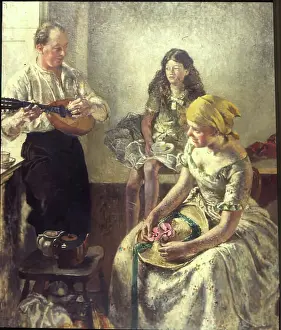 Family Group Prints: The Strolling Players, 1912 - 1913. Creator: Henry Tonks