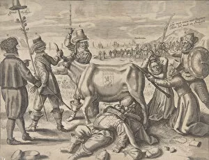 Passe Gallery: Struggle over the Flemish Milch-Cow, 1646. Creator: Crispijn de Passe I