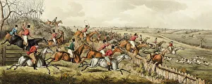 A Struggle for the Start, plate one from The Leicestershire Hunt, published 1825. Creator: John Dean Paul