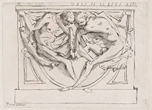 Testa Pietro Prints: Stucco bas-relief with two male figures, 1700-1800. Creator: Anon