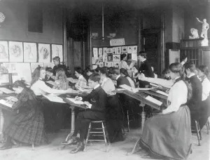 Art Class Prints: Students drawing in an art class