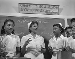 Bethune Mary Mcleod Collection: Students in the home economics class, Daytona Beach, Florida, 1943. Creator: Gordon Parks