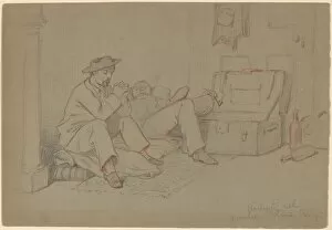 Vedder Elihu Gallery: Students in the Latin Quarter, Paris, c. 1858. Creator: Elihu Vedder