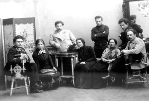 Students, members of a revolutionary cell in St Petersburg, Russia, 1908