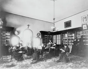Bookshelves Prints: Students reading in library at Georgetown Visitation