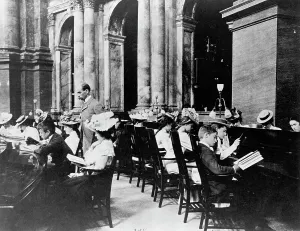 Reading Room Prints: Students in the Reading Room of the Library of Congress with the Librarian of Congress