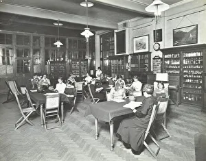 Fulham Prints: Students in the Social Hall, Ackmar Road Evening Institute for Women, London, 1914