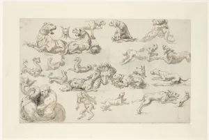 Hippocampi Prints: Studies of animals and semi-styles, c.1765-c.1780. Creator: Anon