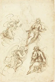 Palma Giovane Prints: Studies for an Annunciation [recto]. Creator: Jacopo Palma