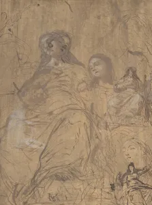 Brush And Brown Wash Collection: Studies for the Assumption of the Virgin, 1657-60. Creator: Juan Carreno de Miranda
