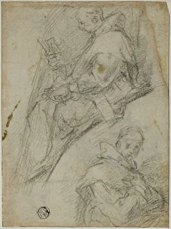 Two Studies of Carthusians (recto); Three Sketches of Heads of Carthusians (verso), 1591/92. Creator: Bernardino Poccetti