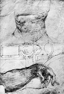 Great Masters Prints: Studies for the ceiling of the Sistine Chapel, Rome, 1913. Artist: Michelangelo Caravaggio