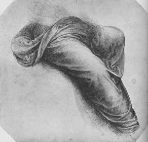 Detail Gallery: Studies of the Drapery of a Figure Seated to Right, c1480 (1945). Artist: Leonardo da Vinci