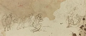 Studies of Figures for an Adoration of the Magi [verso]. Creator: Donato Creti