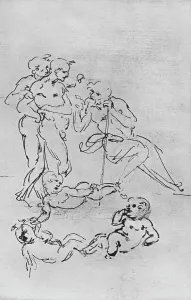 Studies of Figures and Putti for an Adoration, c1481 (1945). Artist: Leonardo da Vinci