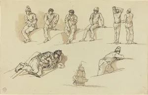 Joseph Vernet Prints: Eight Studies of Figures and a Ship at Sea. Creator: Claude-Joseph Vernet