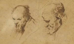 Ragged Prints: Two Studies of the Head of an Old Man, 1626. Creator: Rembrandt Harmensz van Rijn