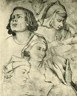 Angelo Gallery: Studies of heads, c1320-1366, (1943). Creators: Taddeo Gaddi, Agnolo Gaddi
