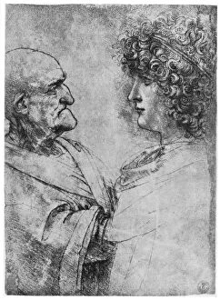 Images Dated 19th June 2008: Studies of heads, c1500 (1954). Artist: Leonardo da Vinci