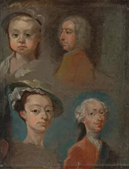 W Hogarth Gallery: Studies of Heads, ca. 1733. Creator: William Hogarth