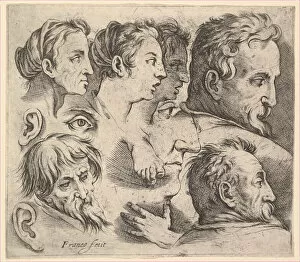 Veneziano Battista Franco Gallery: Studies of Heads. Creator: Battista Franco Veneziano