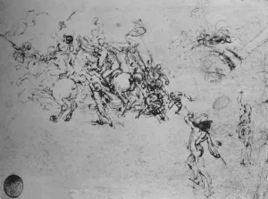 Foot Soldier Prints: Studies of Horsemen Fighting and of Footsoldiers, c1480 (1945). Artist: Leonardo da Vinci