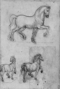 Number Prints: Three Studies of Horses, c1480 (1945). Artist: Leonardo da Vinci