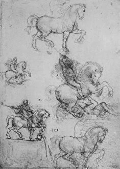 Five Studies of Horses and Riders, c1480 (1945). Artist: Leonardo da Vinci