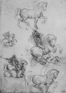 Five Studies of Horses and Riders, c1480 (1945). Artist: Leonardo da Vinci Five Studies of Horses and Riders, c1480 (1945). Artist: Leonardo da Vinci
