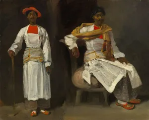 Ferdinand Victor Eug And Xe8 Prints: Two Studies of an Indian from Calcutta, Seated and Standing, c. 1823 / 1824