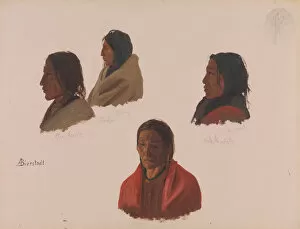 American Indians Gallery: Studies of Indian Chiefs Made at Fort Laramie, ca. 1859. Creator: Albert Bierstadt