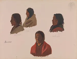 Albert Prints: Studies of Indian Chiefs Made at Fort Laramie, ca. 1859. Creator: Albert Bierstadt