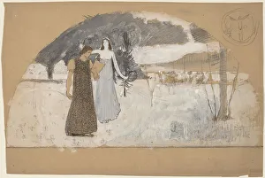 Pearce Charles Sprague Prints: Studies for Lunettes, 1890/1897. Creator: Charles Sprague Pearce