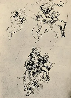 Virgin Mother Collection: Studies for a Madonna and Child with a Cat, 1478-1480 (1945). Artist: Leonardo da Vinci