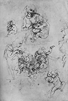 Sketchbook Prints: Two Studies of the Madonna and Child with a Cat and Three Studies of the Child