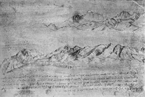 Back To Front Gallery: Studies of Mountain Ranges, c1480 (1945). Artist: Leonardo da Vinci