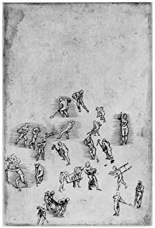 Images Dated 19th June 2008: Studies in movement, late 15th or early 16th century (1954).Artist: Leonardo da Vinci
