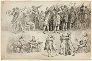 Pen And Ink Drawing Collection: Studies for the Oath of the Tennis Court, 1789 / 91. Creator: Jean Pierre Norblin