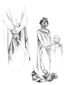 Alfons Maria Prints: Studies in pencil for the Medee poster, 1899