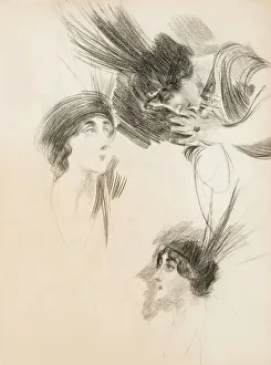 Boldini Prints: Three Studies for The Portrait of Dora di Rudini Labouchere. Creator: Boldini