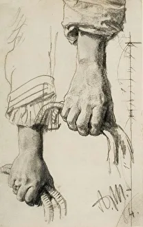 Menzel Adolph Friedrich Erdmann Von Prints: Two Studies of a Right Hand, 1884. Creator: Adolph Menzel