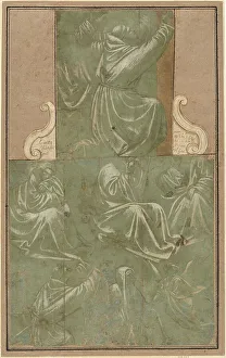 San Francesco Dassisi Prints: Studies of Saint Francis Kneeling and Other Figures, c. 1390/1410. Creator: Unknown