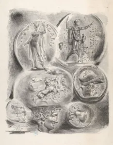 Studies of Seven Greek Coins, 1825. 1825. Creator: Eugene Delacroix