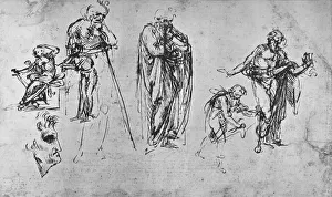 Studies of Single Figures and of a Profile, c1480 (1945). Artist: Leonardo da Vinci